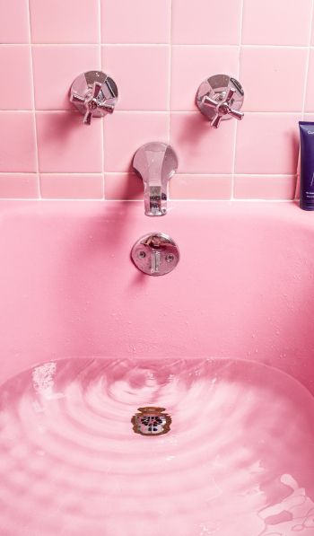 Обои 600x1024 ванна, розовый, минимализм