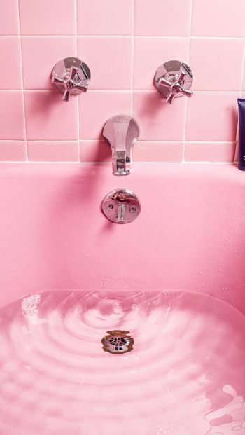 Обои 640x1136 ванна, розовый, минимализм
