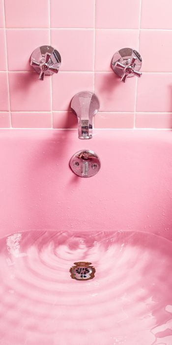 Обои 720x1440 ванна, розовый, минимализм