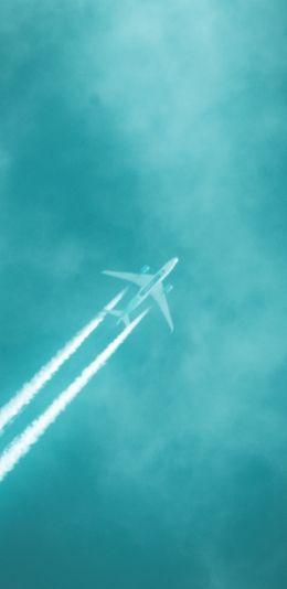 after from the plane, blue sky, flight Wallpaper 1080x2220