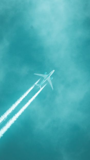 after from the plane, blue sky, flight Wallpaper 640x1136