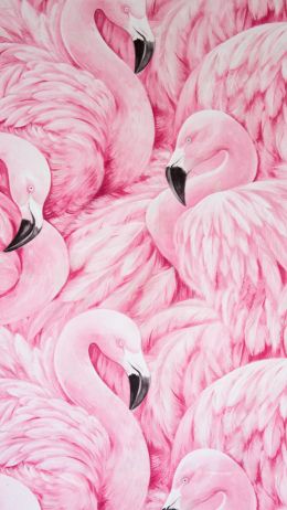 Обои 750x1334 розовый фламинго, рисунок
