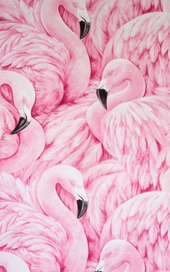 Обои 1752x2800 розовый фламинго, рисунок