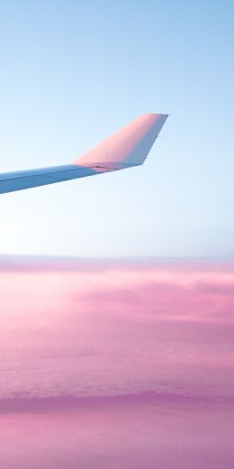 airplane wing, pink sky, flight Wallpaper 720x1440