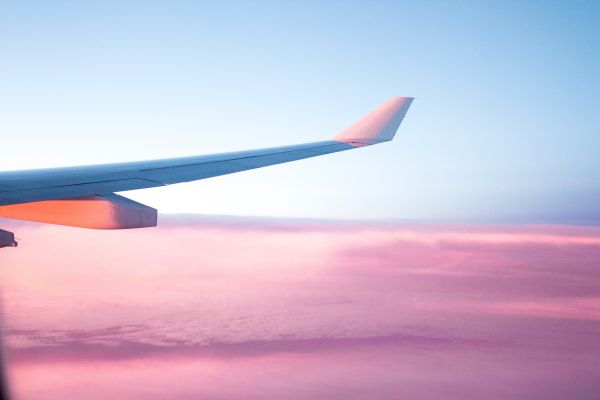 airplane wing, pink sky, flight Wallpaper 5184x3456