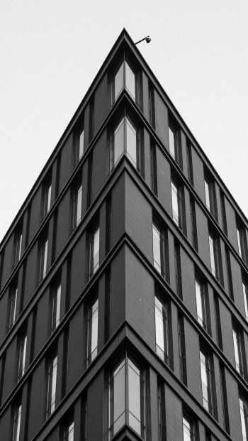 building, house corner, black and white Wallpaper 640x1136