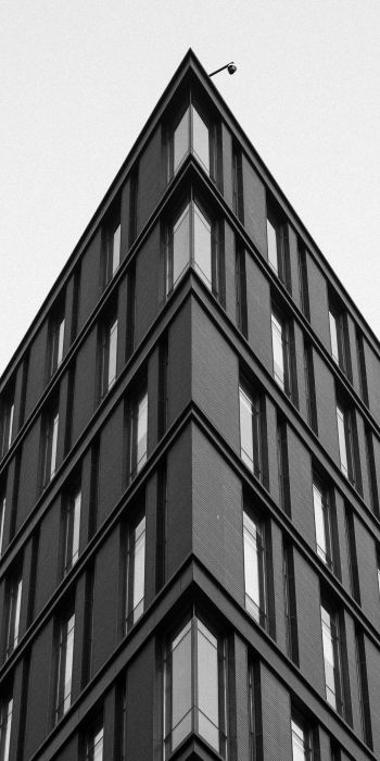 building, house corner, black and white Wallpaper 720x1440