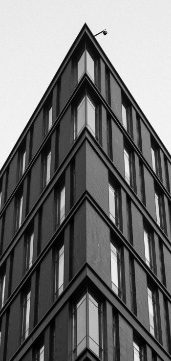 building, house corner, black and white Wallpaper 720x1520