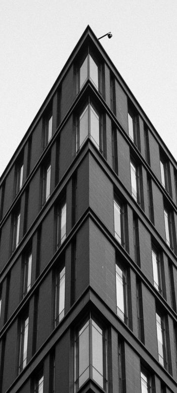 building, house corner, black and white Wallpaper 720x1600