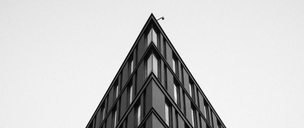 building, house corner, black and white Wallpaper 2560x1080