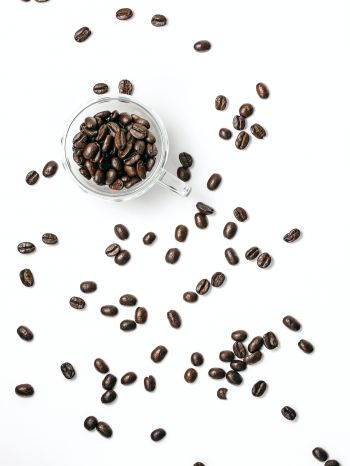 coffee beans, on white background, light Wallpaper 1536x2048