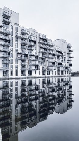 Copenhagen, Denmark, reflection in the water Wallpaper 2268x4032