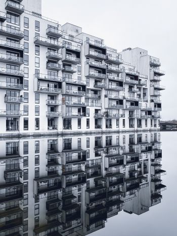 Copenhagen, Denmark, reflection in the water Wallpaper 1536x2048