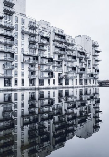 Copenhagen, Denmark, reflection in the water Wallpaper 1668x2388