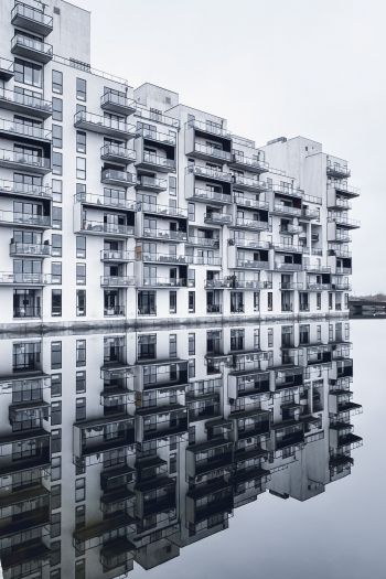 Copenhagen, Denmark, reflection in the water Wallpaper 640x960