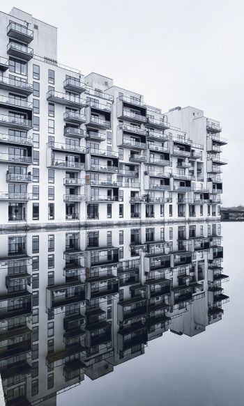 Copenhagen, Denmark, reflection in the water Wallpaper 1200x2000