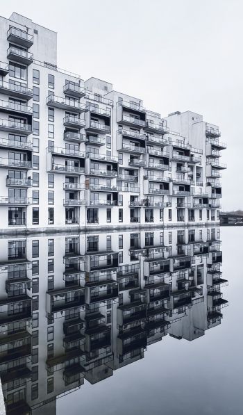 Copenhagen, Denmark, reflection in the water Wallpaper 600x1024