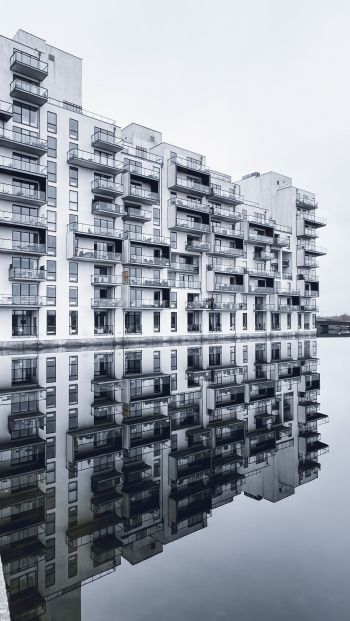 Обои 640x1136 Копенгаген, Дания, отражение в воде