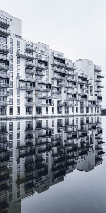 Copenhagen, Denmark, reflection in the water Wallpaper 720x1440