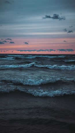 sea waves, sunset, seascape Wallpaper 640x1136