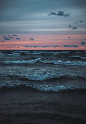 sea waves, sunset, seascape Wallpaper 1668x2388