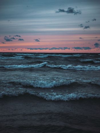 sea waves, sunset, seascape Wallpaper 1536x2048