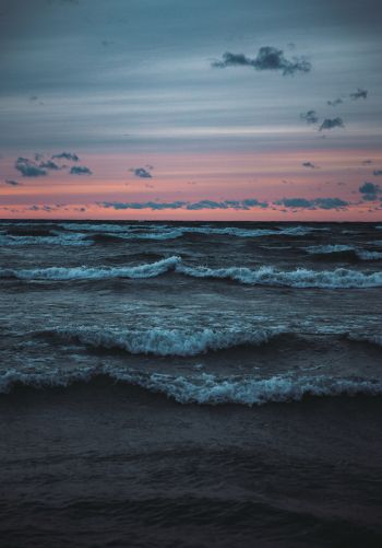 sea waves, sunset, seascape Wallpaper 1668x2388