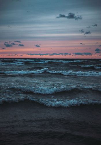 sea waves, sunset, seascape Wallpaper 1640x2360