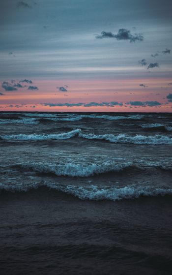 sea waves, sunset, seascape Wallpaper 1752x2800