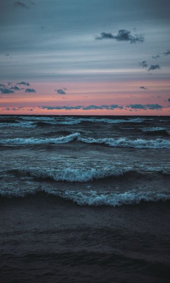 sea waves, sunset, seascape Wallpaper 1200x2000