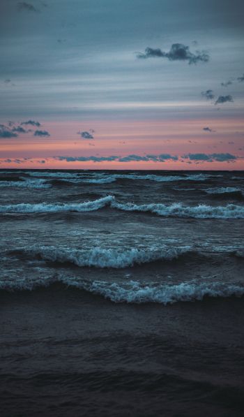 sea waves, sunset, seascape Wallpaper 600x1024