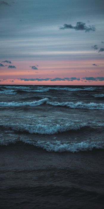 sea waves, sunset, seascape Wallpaper 720x1440
