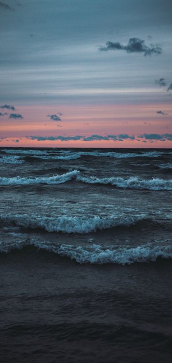 sea waves, sunset, seascape Wallpaper 720x1520