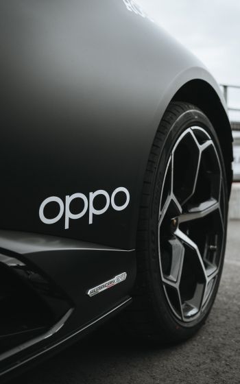 Обои 800x1280 OPPO, черная машина, колесо