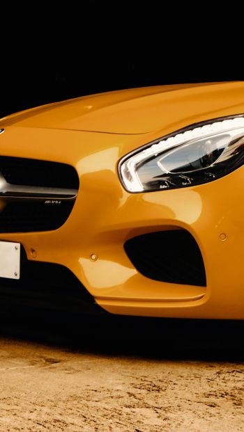 yellow mercedes, sports car Wallpaper 640x1136