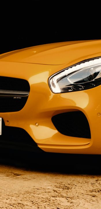 Обои 1080x2220 желтый Mercedes, спортивная машина