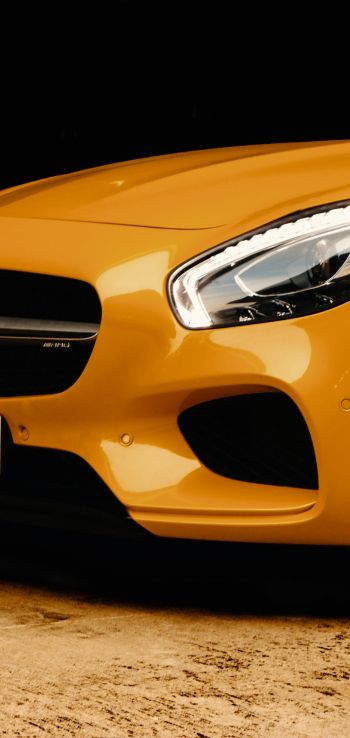yellow mercedes, sports car Wallpaper 1080x2280