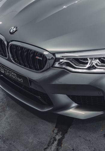 gray BMW M5, sports car, gray Wallpaper 1640x2360