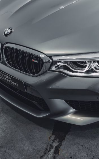 gray BMW M5, sports car, gray Wallpaper 1600x2560