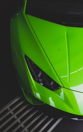 Обои 1752x2800 зеленый Lamborghini, спортивная машина