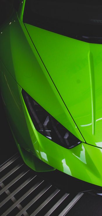 Обои 1440x3040 зеленый Lamborghini, спортивная машина