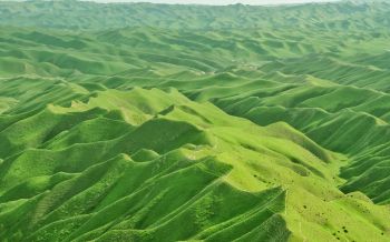 Обои 2560x1600 долина, вид с высоты птичьего полета, зеленый