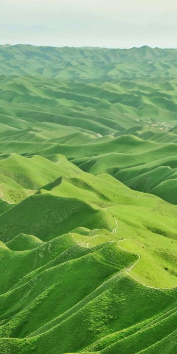 Обои 720x1440 долина, вид с высоты птичьего полета, зеленый