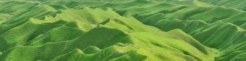 valley, bird's eye view, green Wallpaper 1590x400