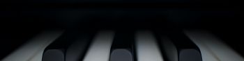 piano keys, musical instrument, minimalism Wallpaper 1590x400