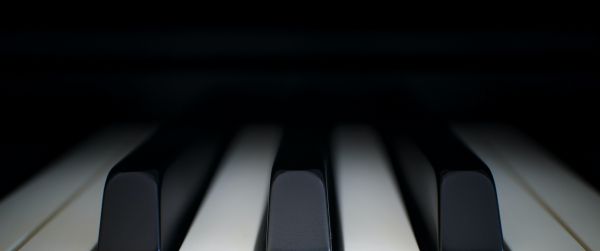 piano keys, musical instrument, minimalism Wallpaper 3440x1440