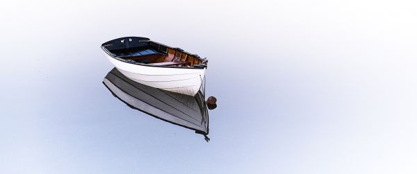 boat, on white background, light Wallpaper 3440x1440