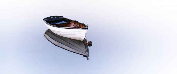 boat, on white background, light Wallpaper 2560x1080