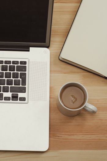 laptop, coffee, workplace Wallpaper 640x960