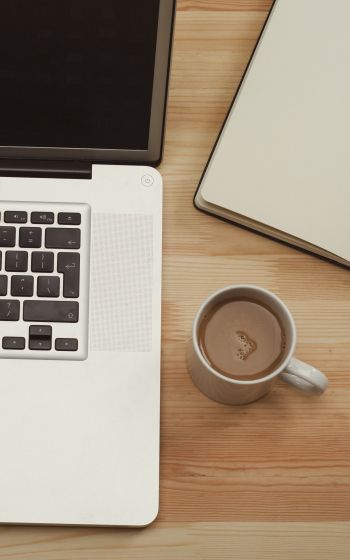 laptop, coffee, workplace Wallpaper 800x1280